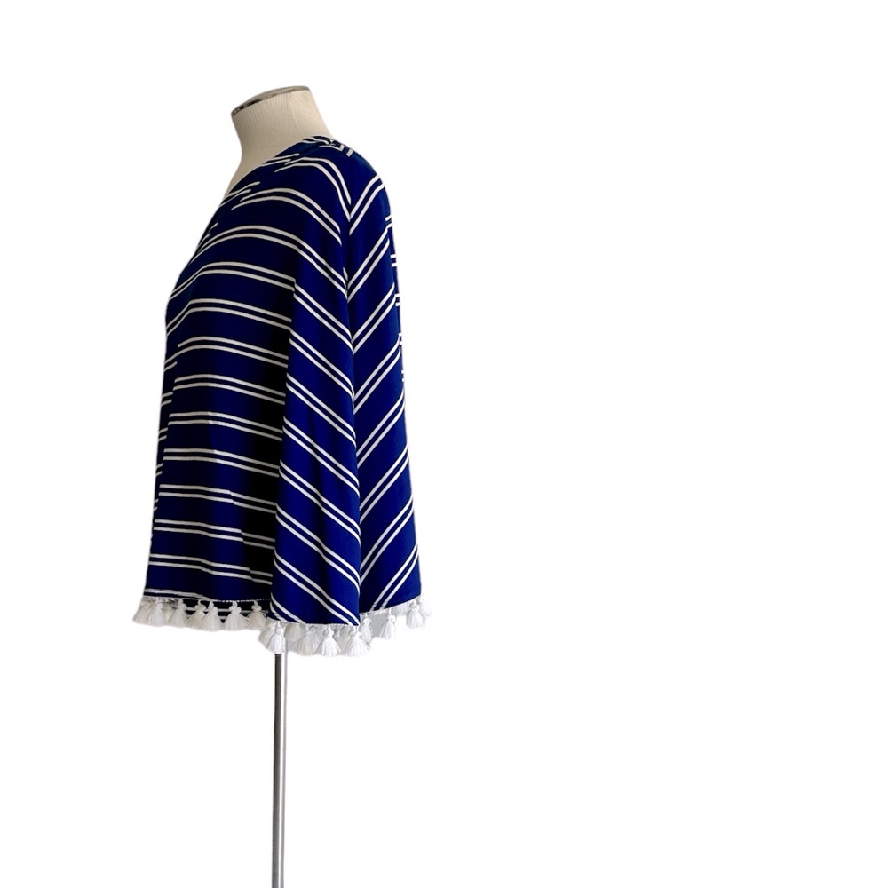 Trina Turk blue white stripe one shoulder flowy summer top S‎ fits some M - Picture 4 of 14